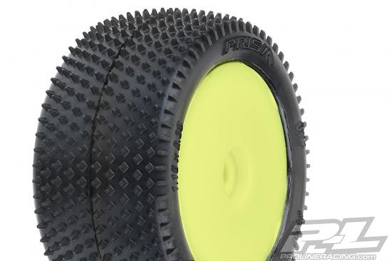 ProLine Mini-B Prism Tyres Mounted On Yellow Wheels Rear