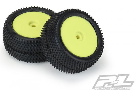 ProLine Mini-B Prism Tyres Mounted On Yellow Wheels Rear