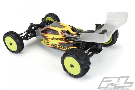 ProLine Mini-B Prism Tyres Mounted On Yellow Wheels Rear