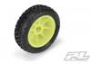 ProLine Mini-B Wedge Tyres Mounted On Yellow Wheels Front