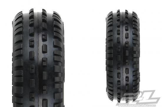 ProLine Mini-B Wedge Tyres Mounted On Yellow Wheels Front