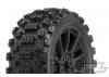 ProLine Badlands MX M2 Tyres Pre-Mounted on Mach 10 Black 1:8 Buggy Wheels (2)