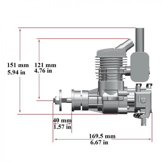 Stinger Engines 26cc Single Cylinder Rear Exhaust 2-Stroke Petrol Engine