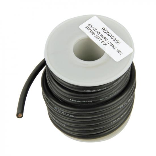 Silicone Wire, 12ga, 1062 Strand, 25ft Black