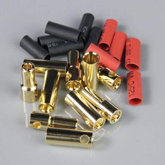 Radient 5.5mm Gold Connector Pairs including Heat Shrink (5pcs)