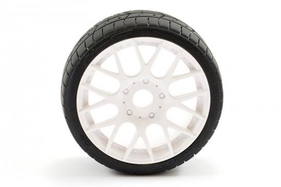 Sweep 1:8 GT Tread 45 Degree Belted Tyres on White EVO16 17mm Hex Wheels (2)