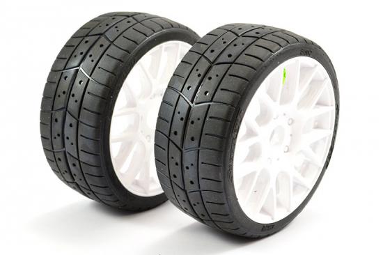Sweep 1:8 GT Tread 45 Degree Belted Tyres on White EVO16 17mm Hex Wheels (2)