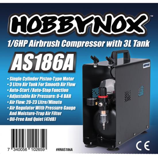 Hobbynox Airbrush Compressor 0.17HP - 3L (0 - 4 Bar)