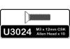 Speed Pack - M3x12 Countersunk Allen Hi Tensile (6)