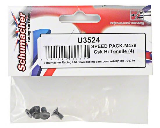Schumacher Speed Pack - M4 x 8mm Countersunk Hi Tensile (4)