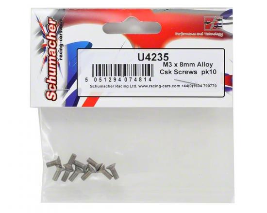 M3 x 8mm Alloy Countersunk Screws (10)