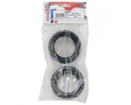 Schumacher Mini Spike Standard Slim Front Buggy Tyres - Yellow - 1 Pair
