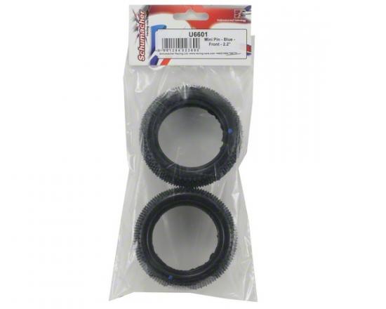 Schumacher Mini Pin 4WD Front Buggy Tyres - Blue - 1 Pair