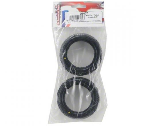 Schumacher Mini Pin Front Buggy Tyres - Yellow - 1 Pair
