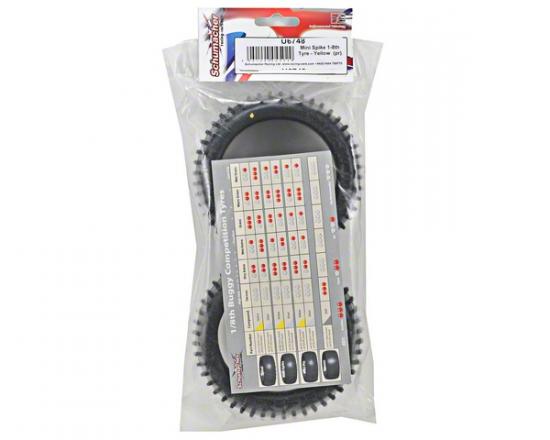 Schumacher Yellow Mini Spike 1:8 Buggy Tyres - 1 Pair