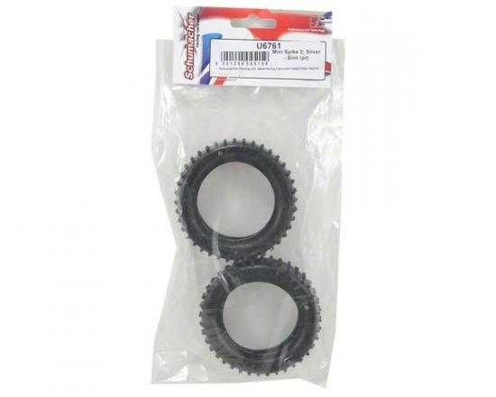 Schumacher Mini Spike 2 Slim Front Buggy Tyres - Silver - 1 Pair
