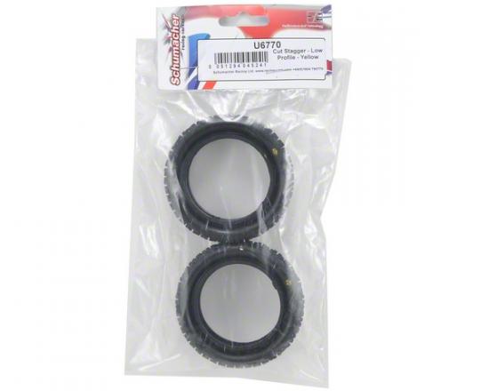 Schumacher Cut Stagger Low Profile 1:10 Buggy Front Tyres - Yellow