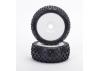 Schumacher Stagger Rib 1:8 Buggy Tyres - Silver - Pre Glued on White Wheels - 1 Pair