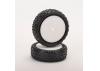 Schumacher Wide Stagger Rib Tyres - 4WD 1:10 Buggy Front - Yellow - Pre Glued on Rims