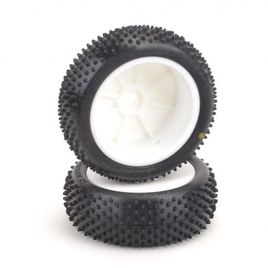 Schumacher Mezzo Front 1:10 4WD Buggy Front Tyres - Yellow - Pre-Glued (2)