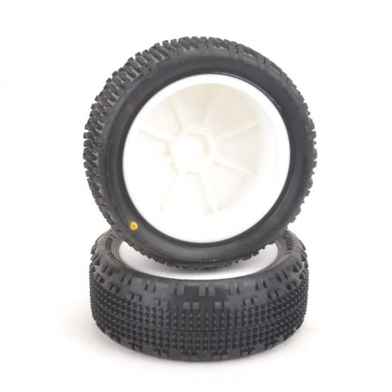 Schumacher Cactus Fusion 2 - 1:10 4WD Front Tyres Pre Glued on White Rims - Yellow (2)	