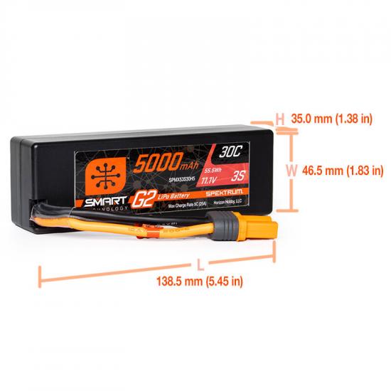 Spektrum 5000Mah 3S 11.1V Smart G2 30C IC5