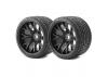 Sweep Road Crusher Belted Road Truggy/MT Tyres on Black 17mm Hex - 1/2 Inch Offset Wheels - 1 Pair