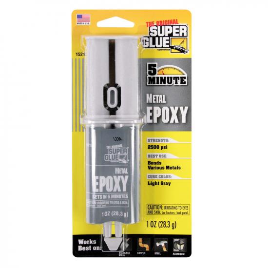 Super Glue 5 Minute Quick Setting Metal Epoxy (1oz, 28.3g)