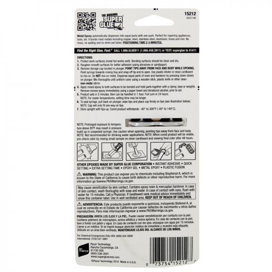 Super Glue 5 Minute Quick Setting Metal Epoxy (1oz, 28.3g)