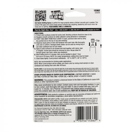 Super Glue 5 Minute Quick Setting Single Use Epoxy Gel (0.14oz, 4g)