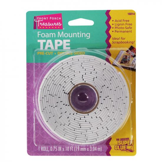 Super Glue Foam Mounting Tape, Double-Sided, Pre-Cut (.75in x 10ft)