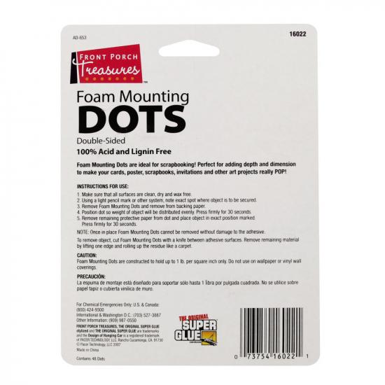 Super Glue Foam Mounting Dots,Double-Sided, .75in Diameter, (48 Dots)