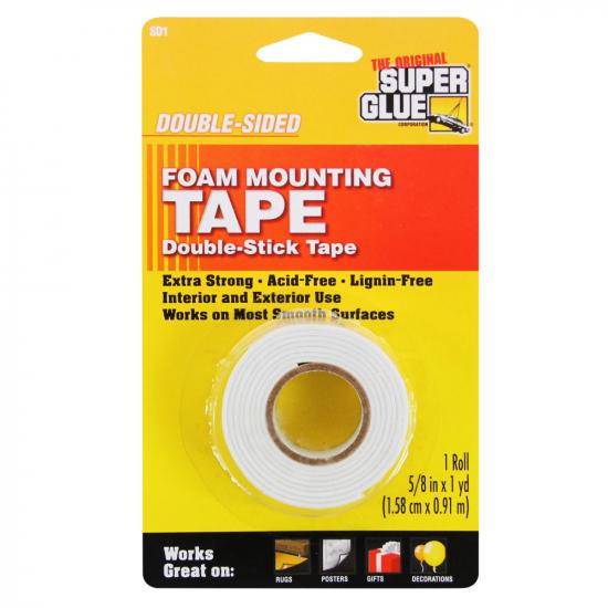 Super Glue Foam Mounting Tape, Double-Sided (5/8in x 36in)