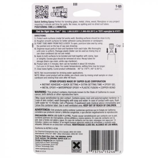 Super Glue 5 Minute Quick Setting Epoxy (1fl oz, 29.6ml)