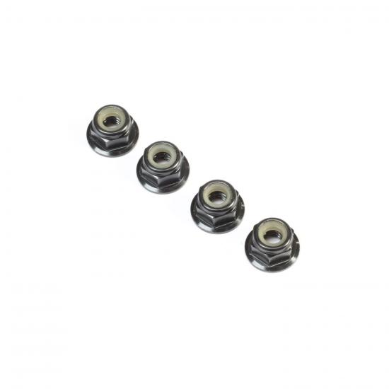 Black Aluminium Flanged Locknut - M4 x 0.7mm x 7mm (4)