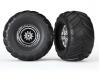 Traxxas Tires wheels assembled glued (chrome wheels Terra Groove dual profile tires foam inserts) (electric rear) (2)
