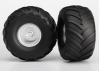 Traxxas Tires wheels assembled glued (satin chrome wheels Terra Groove dual profile tires foam inserts) (electric rear) (2)