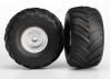 Traxxas Tires wheels assembled glued (satin chrome wheels Terra Groove dual profile tires foam inserts) (nitro rear/ electric front) (2)