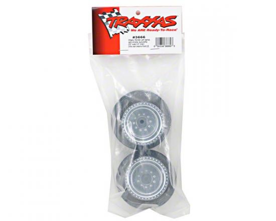 Traxxas Wheels satin chrome dual profile (2.0 outer 3.0 inner) (nitro rear/ electric front) (2)