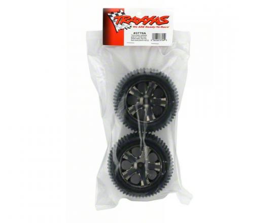 Traxxas Alias tires All Star black chrome wheels foam inserts (assembled and glued) (rear) (2) (TSM rated)