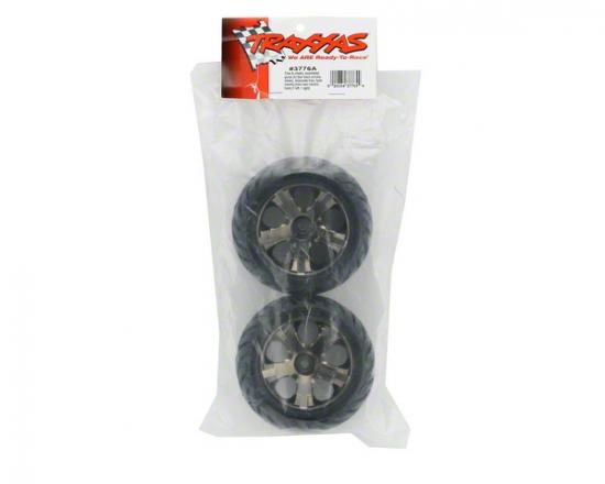Traxxas Anaconda tires All-Star black chrome wheels assembled glued (with foam inserts) (nitro rear/ electric front) (1 left 1 right)