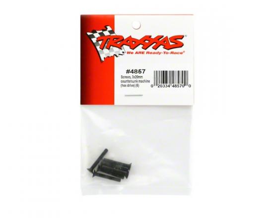 Traxxas Screws 3x20mm countersunk machine (hex drive) (6)