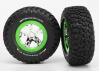 Traxxas Tires wheels assembled glued (SCT chrome green beadlock wheel BFGoodrich Mud-Terrain T/A KM2 tire foam inserts) (2) (2WD front only)