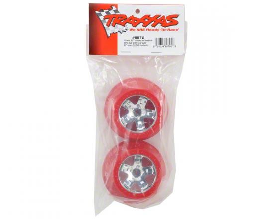 Traxxas Short Course Chrome SCT Wheels - Red Beadlock - 12mm Hex (2) (2WD Front)