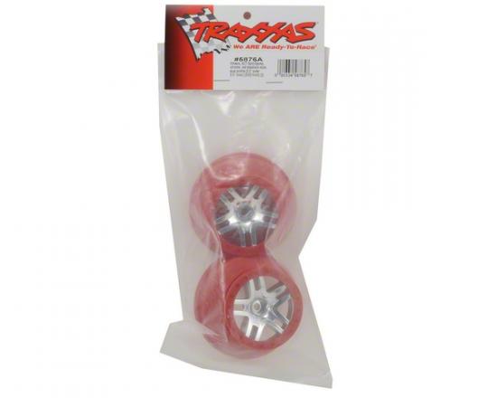 Traxxas Short Course Chrome SS Wheels - Red Beadlock - 12mm Hex (2) (2WD Front)