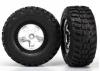 Traxxas Tires wheels assembled glued (SCT satin chrome beadlock style wheels Kumho tires foam inserts) (2) (4WD front/rear 2WD rear only)
