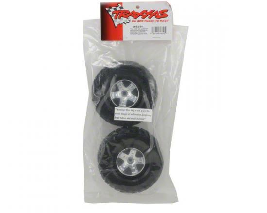 Traxxas Tires wheels assembled glued (SCT satin chrome black beadlock style wheels Kumho tires foam inserts) (2) (2WD front)