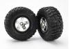 Traxxas Tires wheels assembled glued (SCT satin chrome black beadlock style wheels Kumho tires foam inserts) (2) (2WD front)