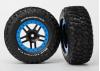 Traxxas Tire wheel assy glued (SCT Split-Spoke black blue beadlock wheels BFGoodrich Mud-Terrain T/A KM2 tires inserts) (2) (2WD Front)