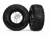Traxxas Tires wheels assembled glued (S1 compound) (SCT Split-Spoke satin chrome black beadlock style wheels dual profile (2.2 outer 3.0 inner) SCT off-road racing tires foam inserts) (2) (4WD f/r 2WD rear) (TSM rated)